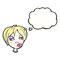 cartoon blond woman with thought bubble