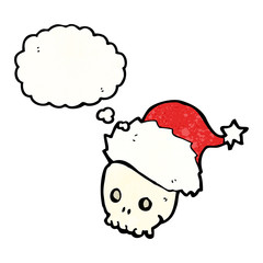 cartoon skull in santa hat