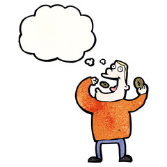 cartoon man eating donuts