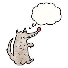 cartoon wolf with thought bubble