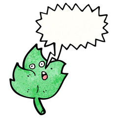 cartoon leaf with speech bubble
