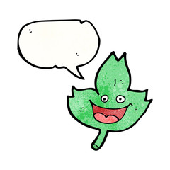 cartoon leaf with speech bubble