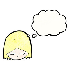 annoyed blond girl with thought bubble