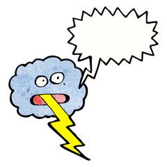 cartoon thundercloud spitting lightning bolt