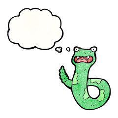 cartoon snake with thought bubble