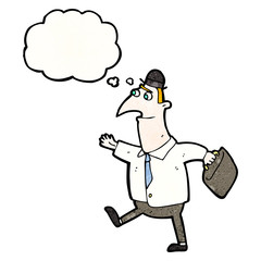 cartoon businessman walking to work