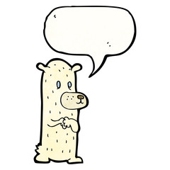 cartoon funny polar bear with speech bubble