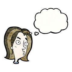 cartoon annoyed woman with thought bubble