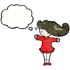 cartoon pretty girl with thought bubble