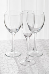 Line of empty wine glasses