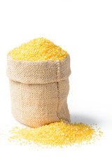 raw polenta in the sack, tilt shift lens