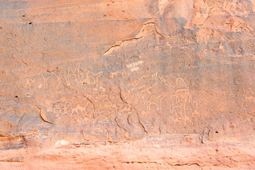 Petroglyphs at Wadi Rum in Jordan.