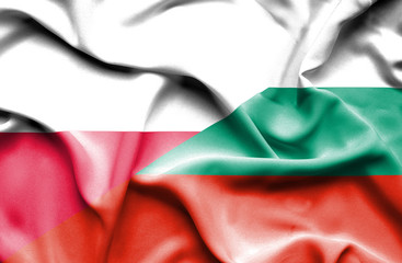 Waving flag of Bulgaria and Poland