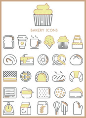 Bakery icons set vector