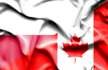 Waving flag of Canada and Poland