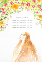 lady and roses watercolor