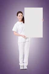 nurse with blank board