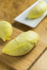 yellow Durian on wood table