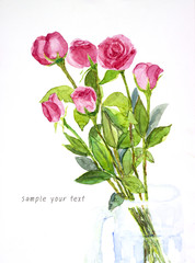 rose watercolor painted