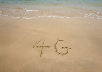 Year 2016 written in sand, on tropical beach