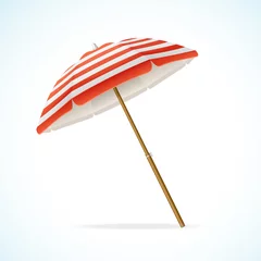 Foto op Canvas Vector Beach Umbrella Red and White © mouse_md
