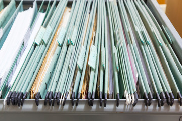 File folders in a filing cabinet