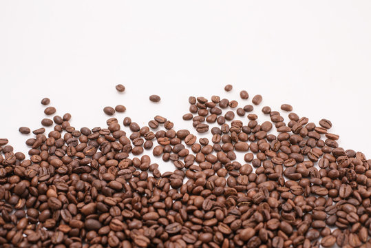 stripe of coffee beans isolated