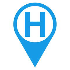 Obraz premium Icono texto H localizacion azul