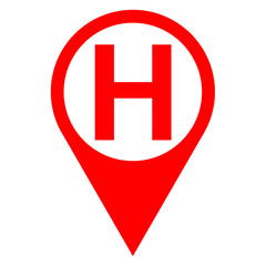 Obraz premium Icono texto H localizacion rojo