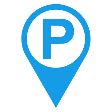Icono texto P localizacion azul