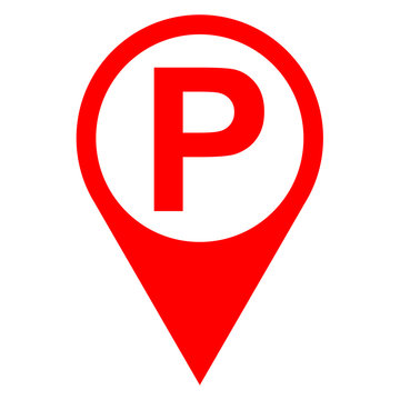 Icono texto P localizacion rojo
