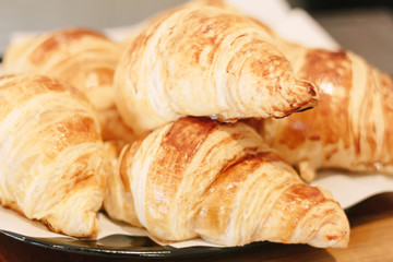 Closeup of croissants for breakfast