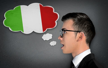 Man learn speaking italian
