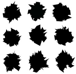 exploded icon black sharp silhouette collection over white