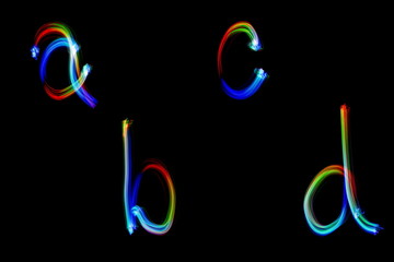 small letter alphabet light painting Abstract generated  for background and design