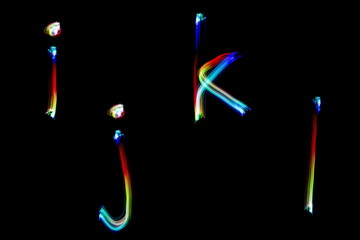small letter alphabet light painting Abstract generated  for background and design