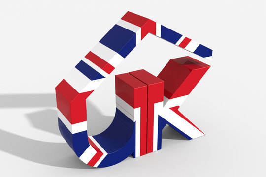 Logo 3D "UK" con forma edificio