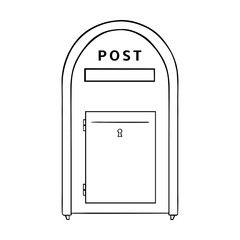 Vector Single Line Art Street Postbox. Outdoor Mailbox.