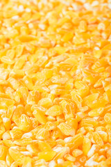 food background of corn grits, tilt shift lens