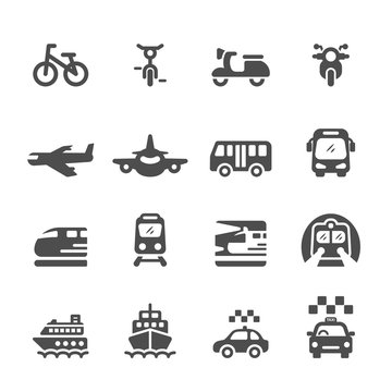 transportation and vehicles icon set, vector eps 10