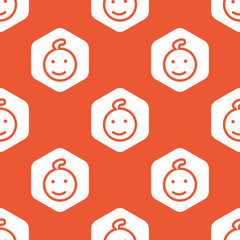 Orange hexagon smiling child pattern