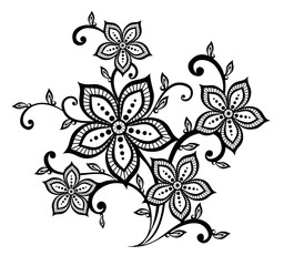 beautiful black and white floral pattern design element