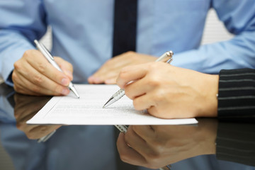 business team in meeting is working together on financial or leg