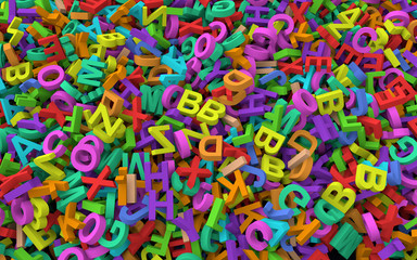 Fototapeta na wymiar 3d pile of colorful alphabets