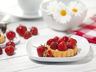 Strawberry shortcake on coffee table