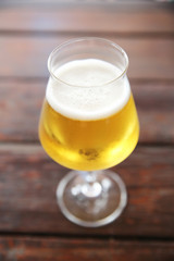 beer on wood background