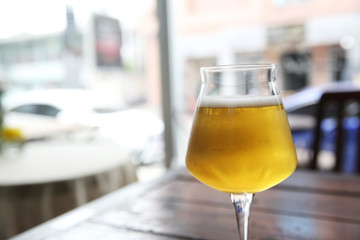 beer on wood background