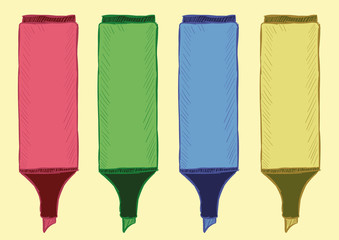 Clipart of felt-tip pens highlighters