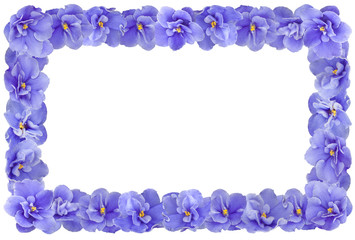 Fototapeta na wymiar Spring violet flowers frame border isolated on white