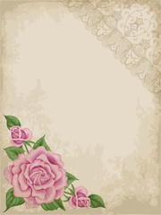 Old paper background with roses